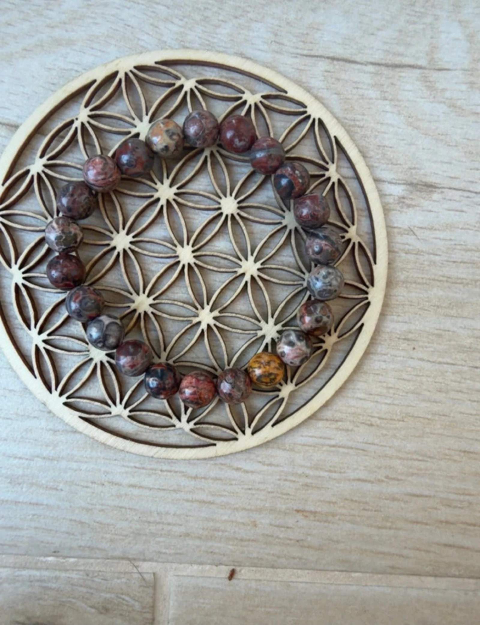 Pulsera jaspe leopardo natural cuentas 8 mm – photo 3